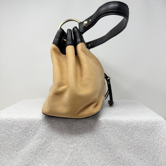 Tre Vero Leather Satchel Tan and Black Women's Handbag - Picture 10 of 16